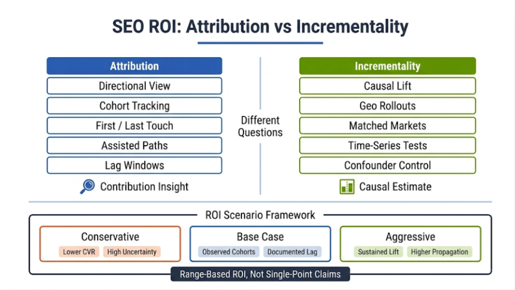 SEO ROI that finance will sign off on: attribution versus incrementality
