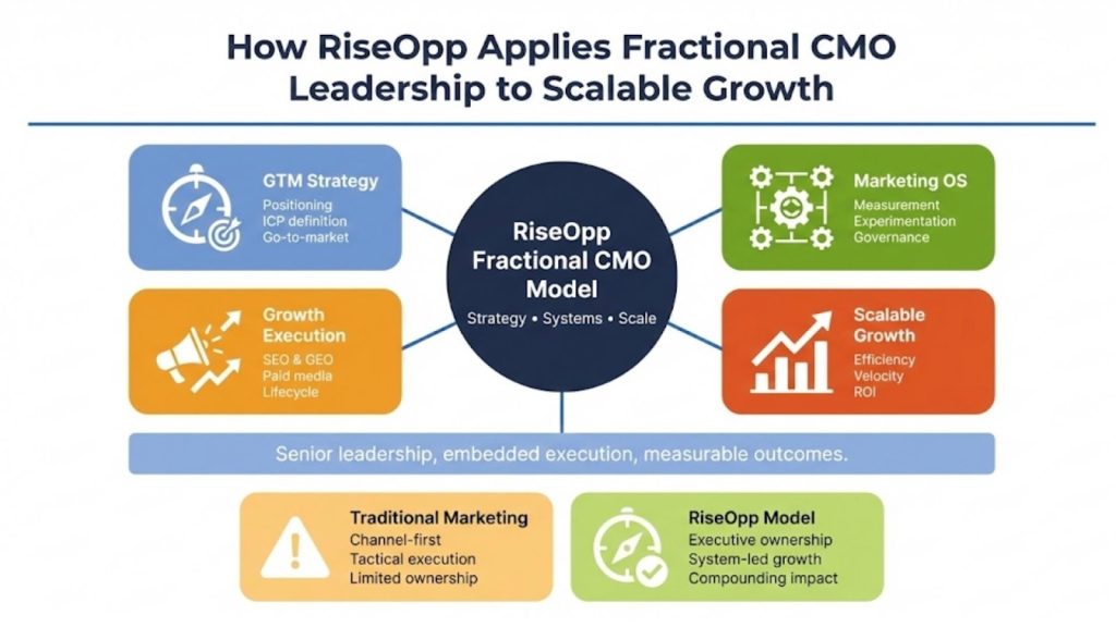 How RiseOpp Applies Fractional CMO Leadership to Scalable Startup Growth