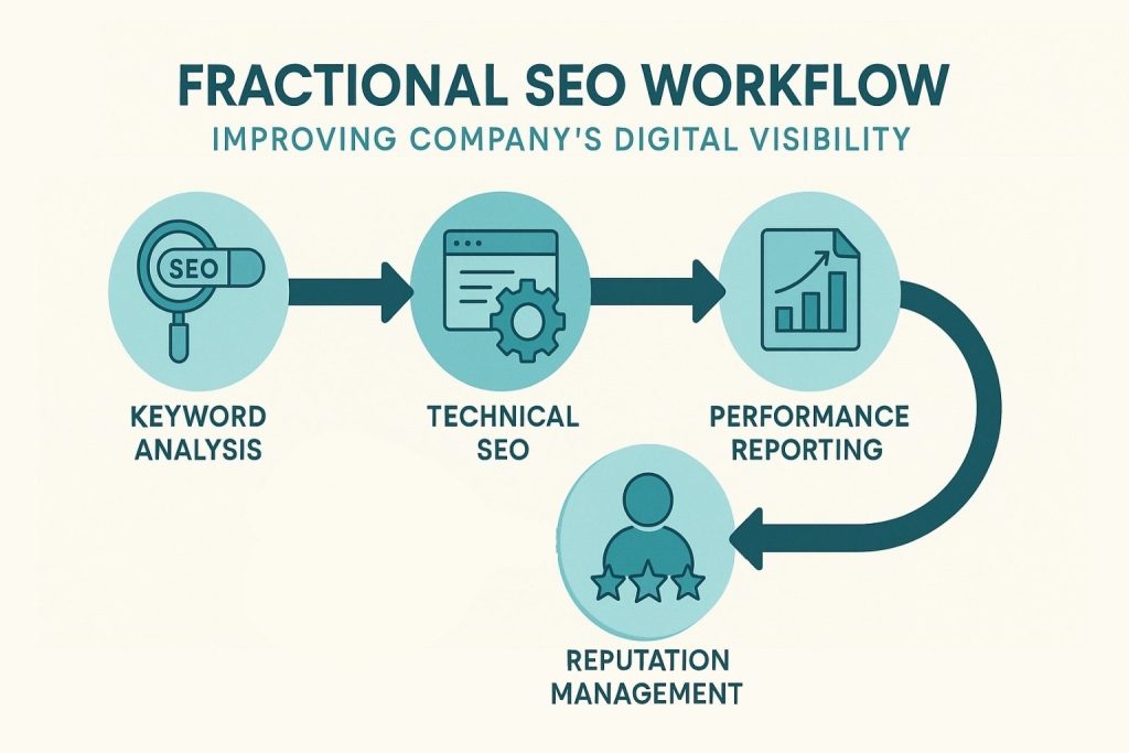 Fractional SEO workflow improving a company’s digital visibility