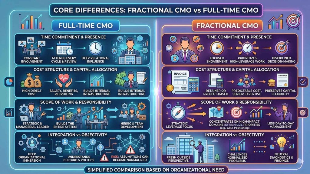 Core Differences in Fractional CMO vs Full-Time CMO