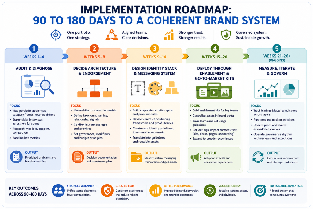 Implementation Roadmap: 90 to 180 Days to a Coherent Brand System