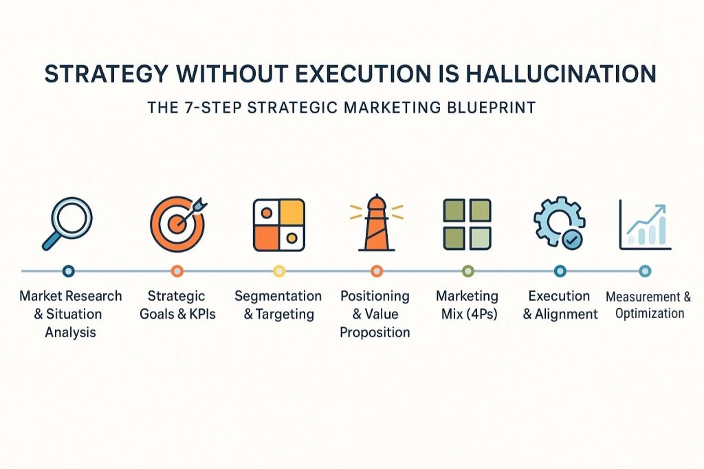 Strategy Without Execution Is Hallucination: The 7-Step Strategic Marketing Blueprint
