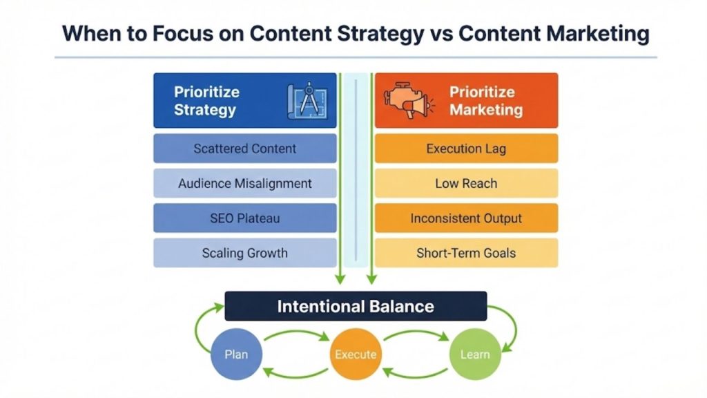 When to Focus on Content Strategy vs Content Marketing
