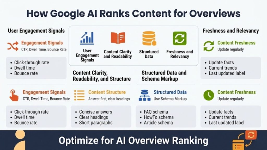 How Google AI Ranks Content for Overviews