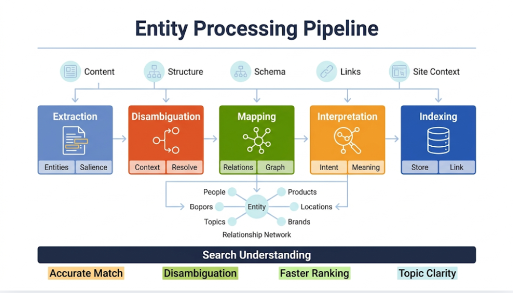 Entity Extraction, Disambiguation, and Indexing