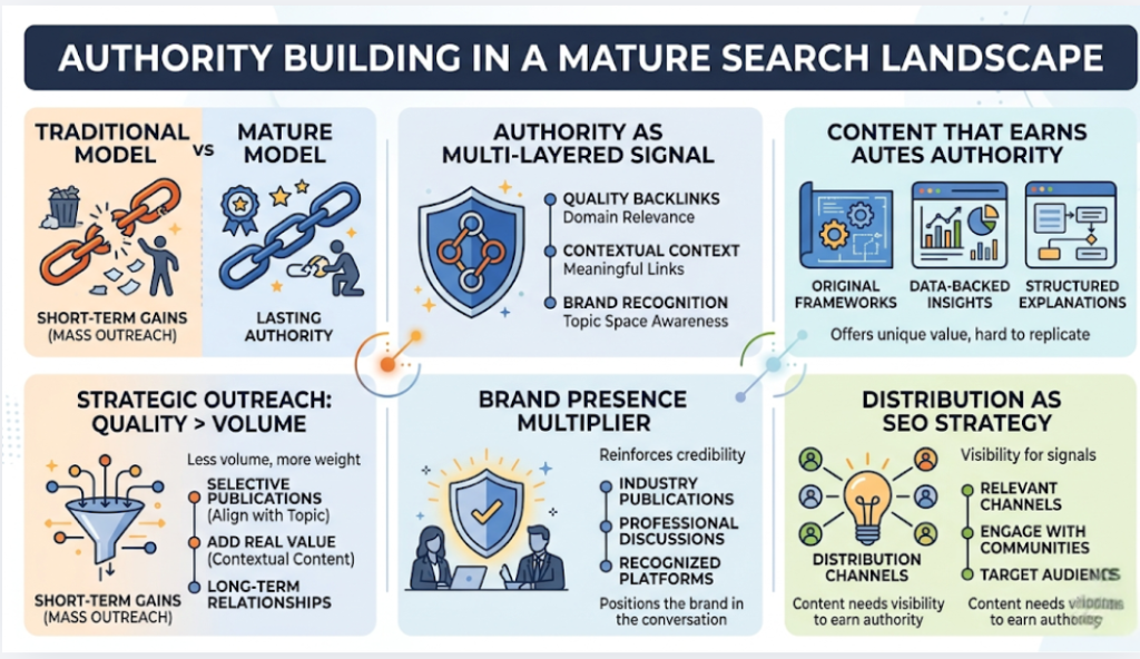 Authority Building in a Mature Search Landscape