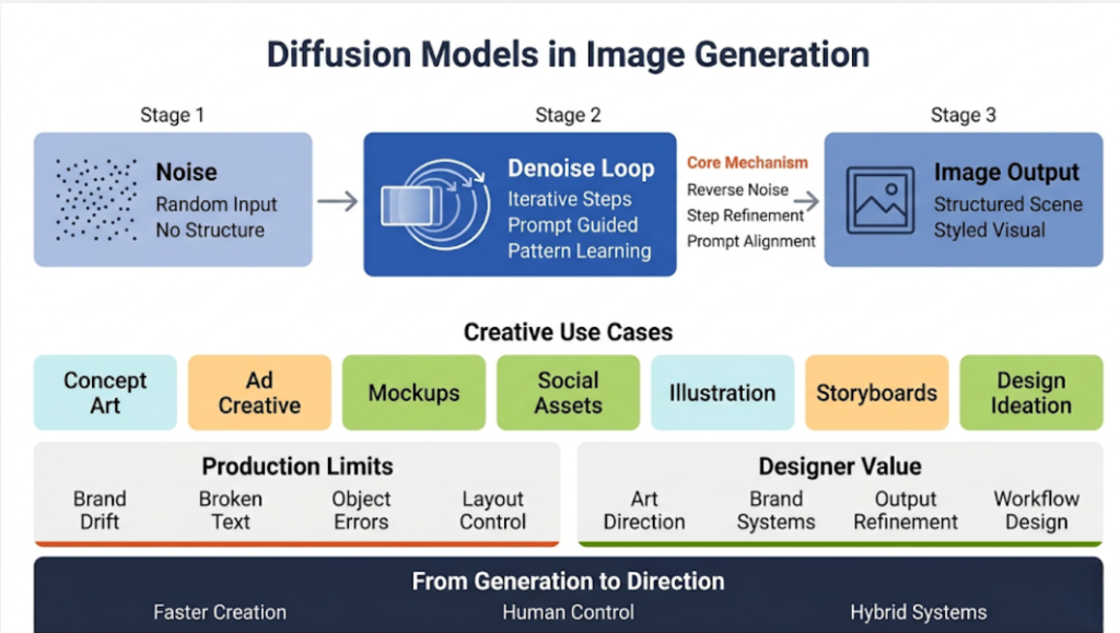 Image generation through diffusion and related models