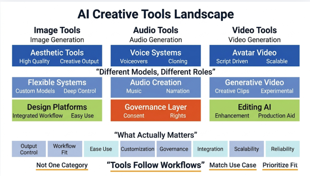 AI tools Image, Audio and video generation platforms