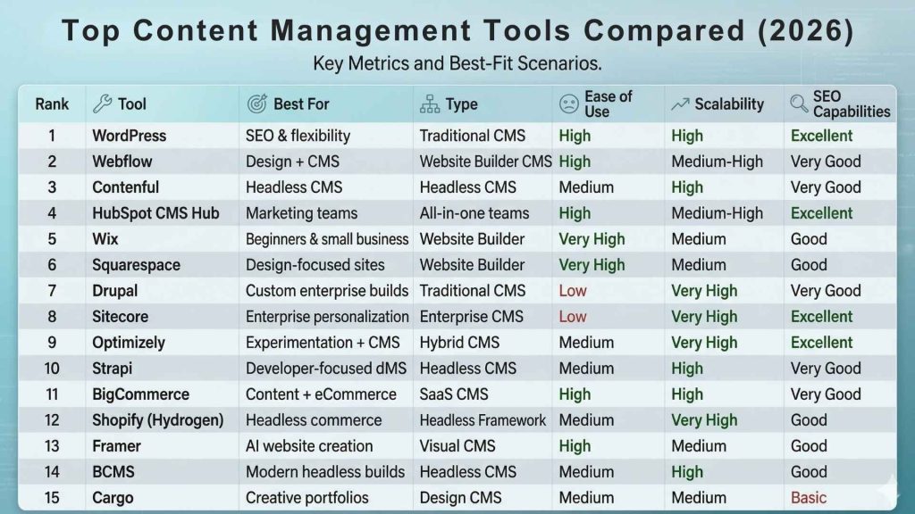 Top Content Management Tools Compared (2026)